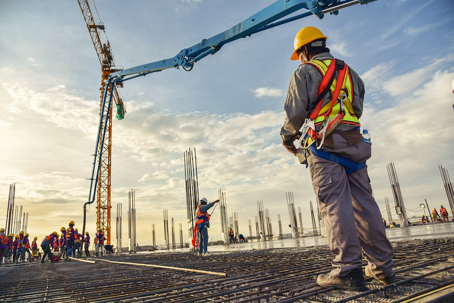A group of people working at a construction site